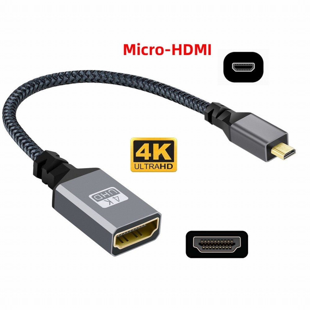 4K Type-D Micro HDMI 1.4 Male to HDMI Female Extension Cable for DV MP4 Camera DC Laptop HD-012-BK