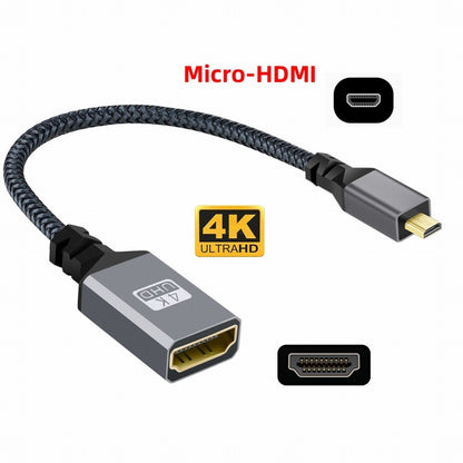 4K Type-D Micro HDMI 1.4 Male to HDMI Female Extension Cable for DV MP4 Camera DC Laptop HD-012-BK