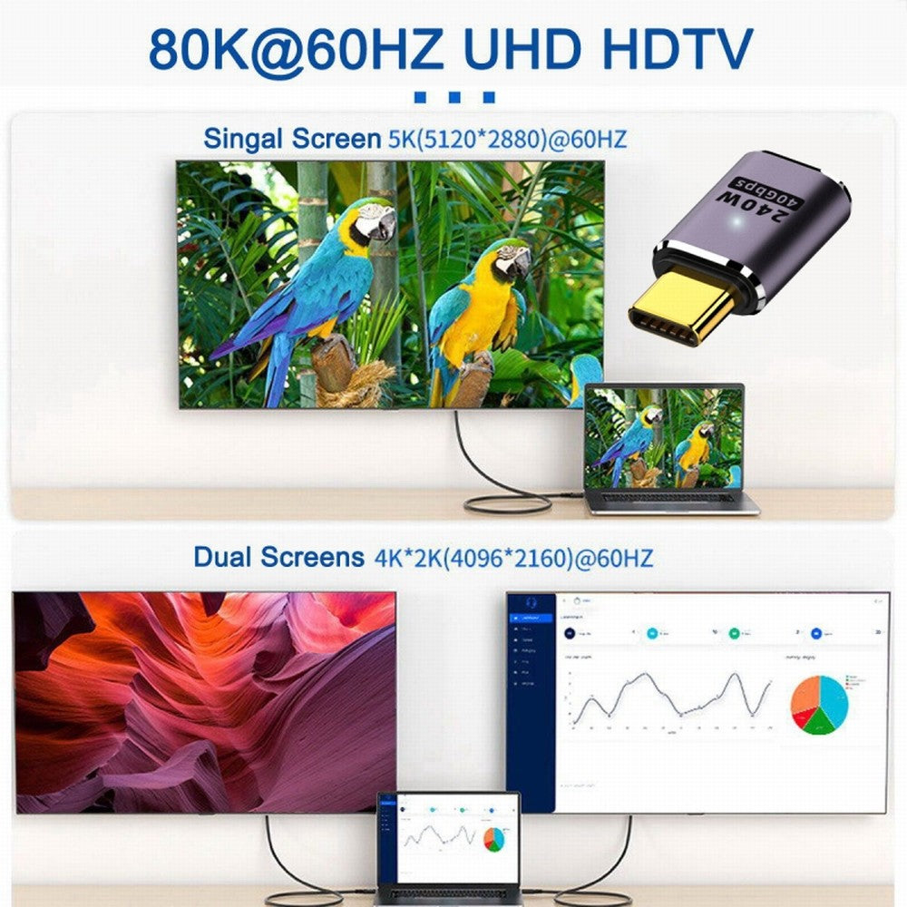 USB4 Type C Male to Female 240W Power 40Gbps Data 8K Video Adapter for NS Phone Laptop UC-025-MF