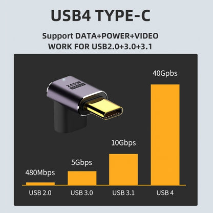 USB4 Type C Male to Female 240W Power 40Gbps Data 8K Video Adapter Low Profile Up Down Angled for NS Phone Laptop UC-025-DN