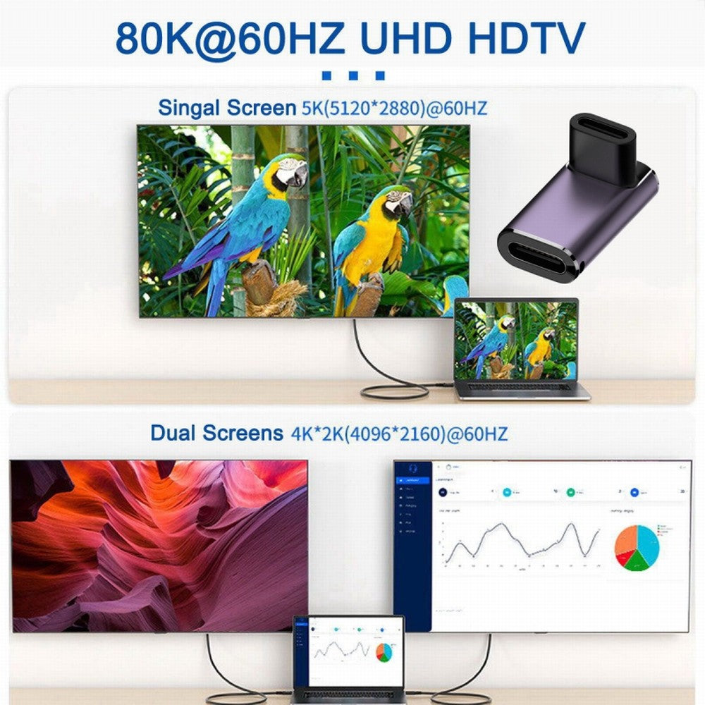 USB4 Type C Female to Female 240W Power 40Gbps Data 8K Video Adapter Up Down Angled for NS Phone Laptop UC-025-FE