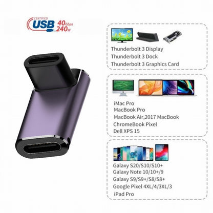 USB4 Type C Female to Female 240W Power 40Gbps Data 8K Video Adapter Up Down Angled for NS Phone Laptop UC-025-FE