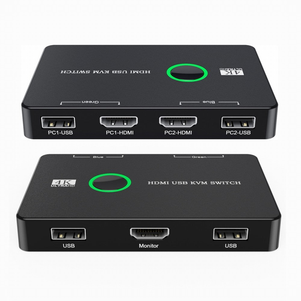 KVM USB 2.0 & HDMI 4K Switch Selector Dual PCs Sharing Monitor HDTV USB Port Keyboard Mouse Scanner Printer HD-005