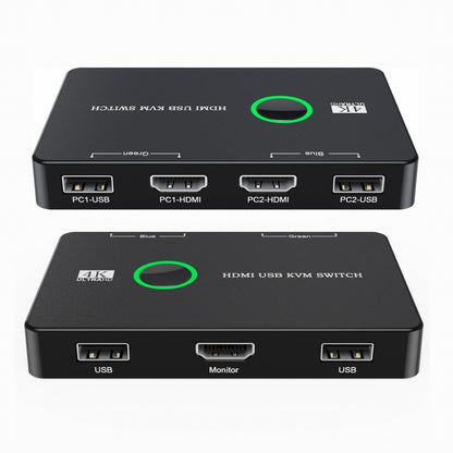 KVM USB 2.0 & HDMI 4K Switch Selector Dual PCs Sharing Monitor HDTV USB Port Keyboard Mouse Scanner Printer HD-005