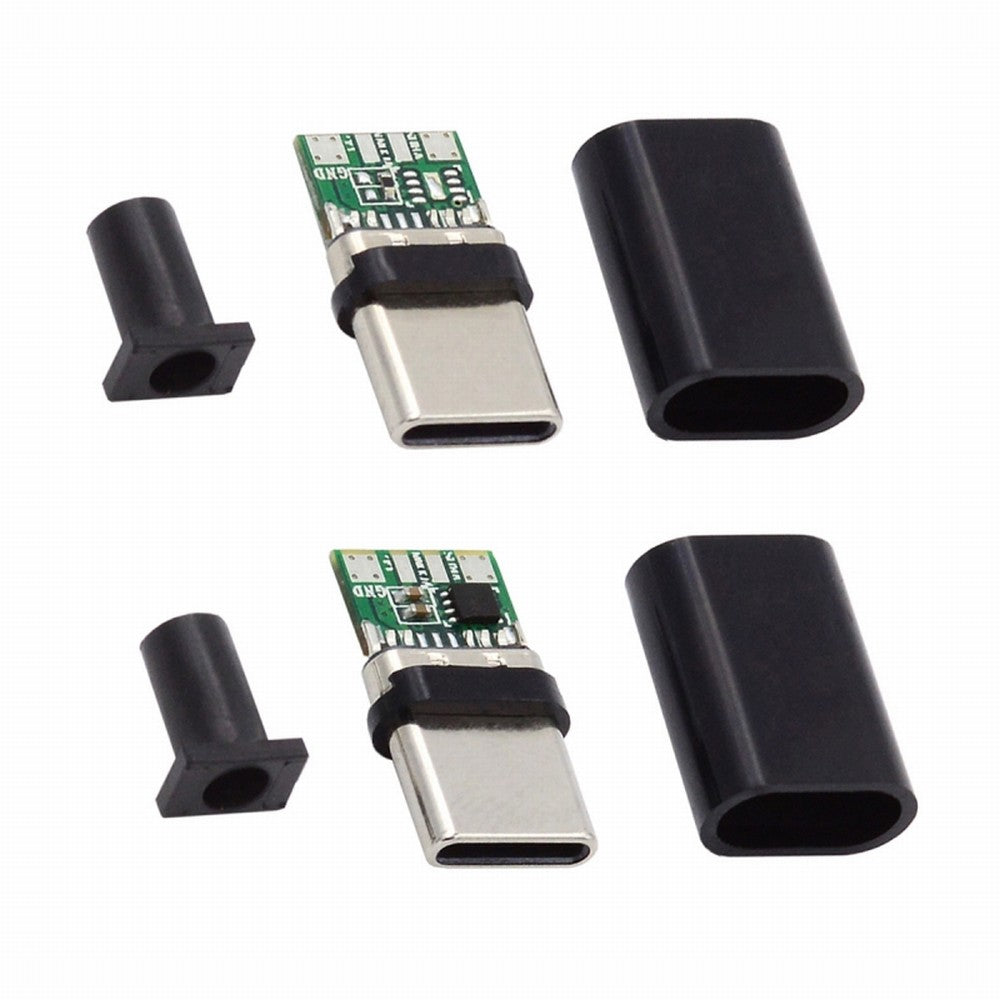2sets/lot DIY OEM 24pin Connector Plug USB Type C USB-C Male to USB-C Male 100W PD USB2.0 Data with Housing Cover CN-004