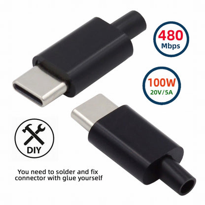 2sets/lot DIY OEM 24pin Connector Plug USB Type C USB-C Male to USB-C Male 100W PD USB2.0 Data with Housing Cover CN-004