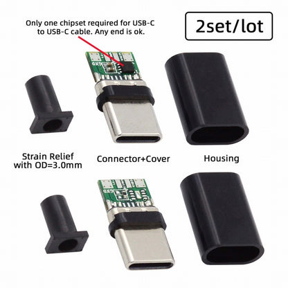 2sets/lot DIY OEM 24pin Connector Plug USB Type C USB-C Male to USB-C Male 100W PD USB2.0 Data with Housing Cover CN-004
