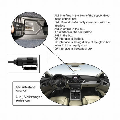 Media In AMI MDI USB AUX Flash Drive Adapter Cable For Car VW AUDI 2014 A4 A6 Q5 Q7 CA-022
