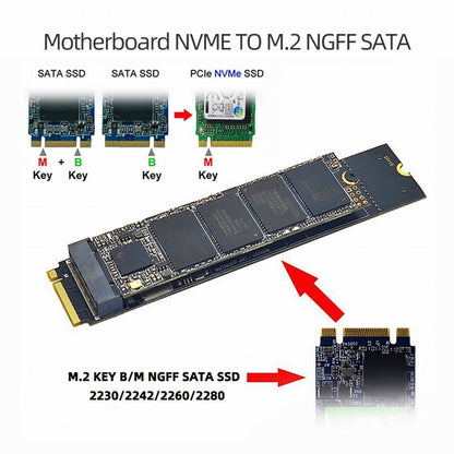 SATA NGFF Key B+M SSD to NVME M-key Motherboard Desktop Adapter Converter SSD Card JMB582 2280 SA-050
