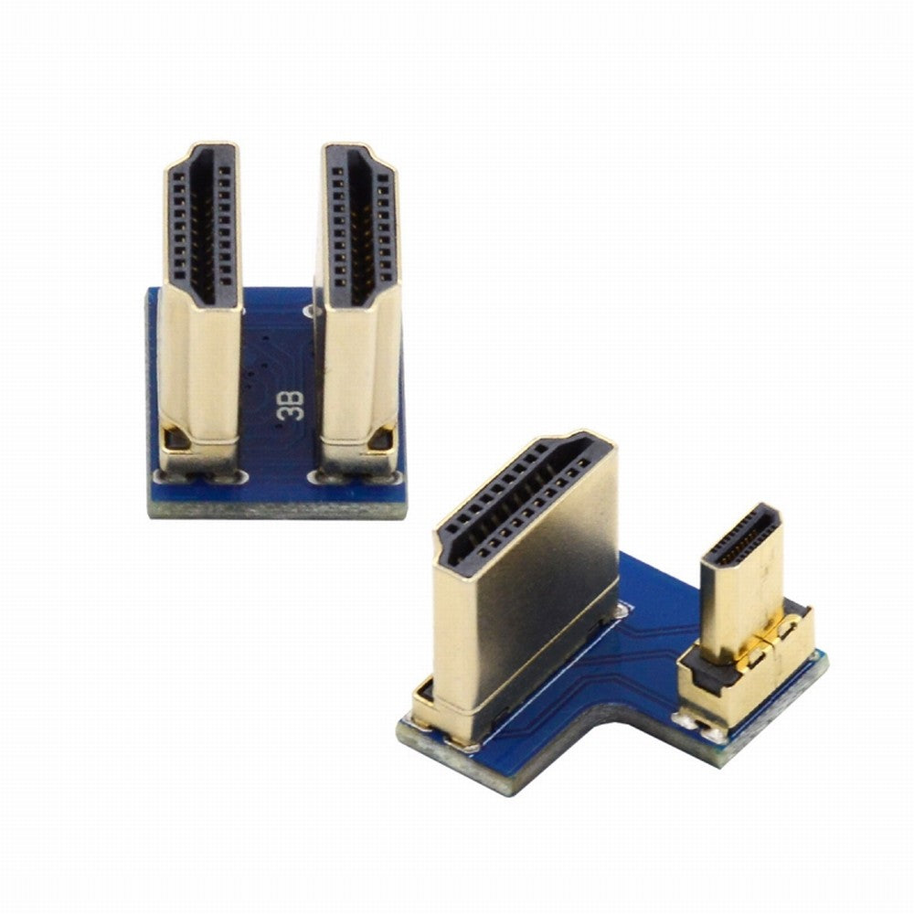 2pcs/set HDMI to Micro HDMI Type A to Type-D Male Connector Socket for Raspberry PI 3B/3B+/4B Opposite U Shape Back Angled CN-006