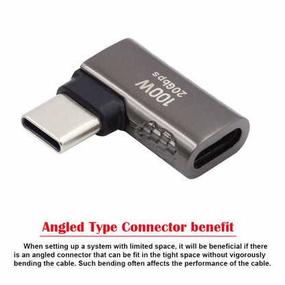 20Gbps USB4 Type C Male to Female 90 Degree Left Right Angled 100W Power Data 8K Video Adapter for Laptop Phone UC-124-RI