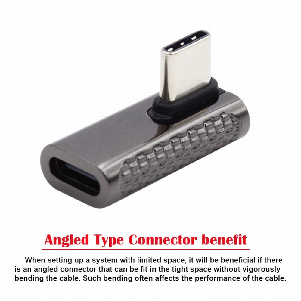 20Gbps USB4 Type C Male to Female Low Profile Right Angled 100W Power Data 8K Video Adapter for Laptop Phone UC-124-LP