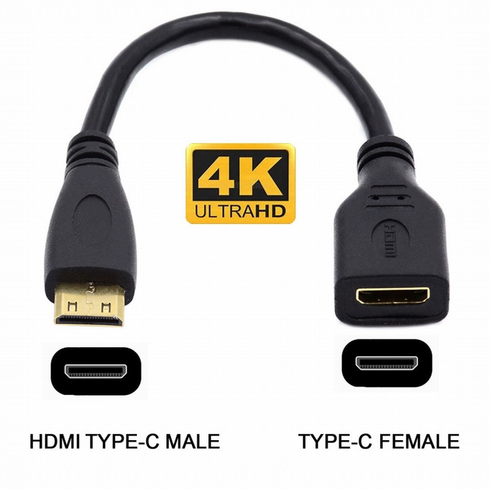 15cm Mini HDMI Type-C Socket Female to Mini HDMI Male Adapter Extension Cable for Camera HDTV 4K 1080P HD-014-CMCF