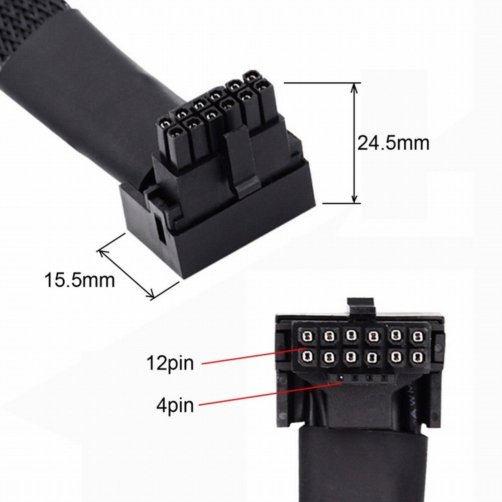 12VHPWR ATX3.0 PCI-E 5.0 Power Modular Cable Male to Female Down Angled 90 Degree Extension for 3080 3090TI PSU 16Pin 12+4P Graphics Card PW-043-DN