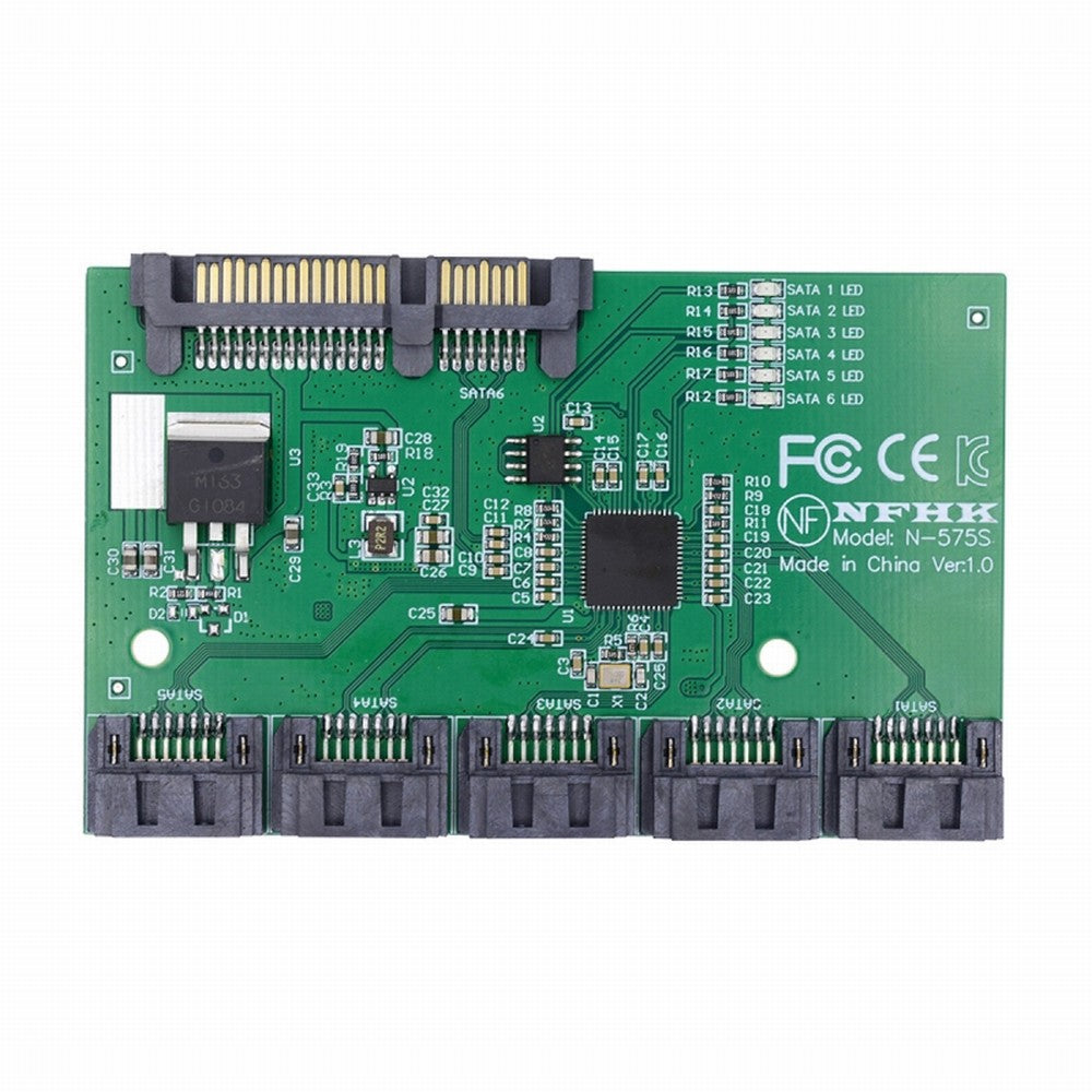 SATA 3.0 6Gbps 1 to 5 Splitter Ports HUB Adapter Converter PM Multiplier Port Selector JMB575 SA-054
