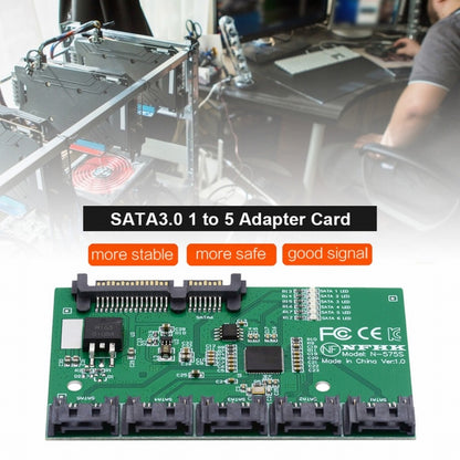 SATA 3.0 6Gbps 1 to 5 Splitter Ports HUB Adapter Converter PM Multiplier Port Selector JMB575 SA-054