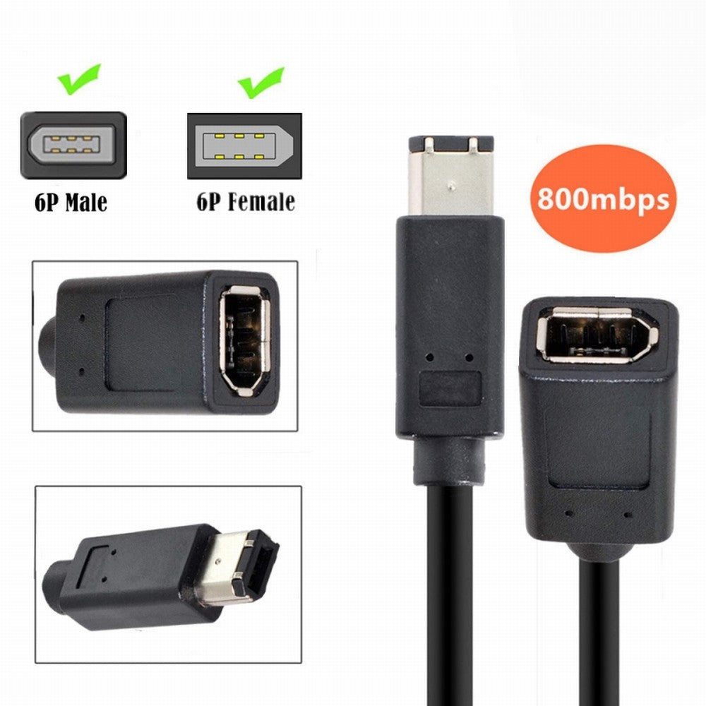 IEEE 1394 6Pin Female to 1394a 6Pin Male Extension Data Video Capture Card Firewire 400 to 400 Cable 20cm CA-001