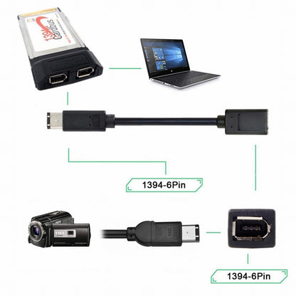 IEEE 1394 6Pin Female to 1394a 6Pin Male Extension Data Video Capture Card Firewire 400 to 400 Cable 20cm CA-001