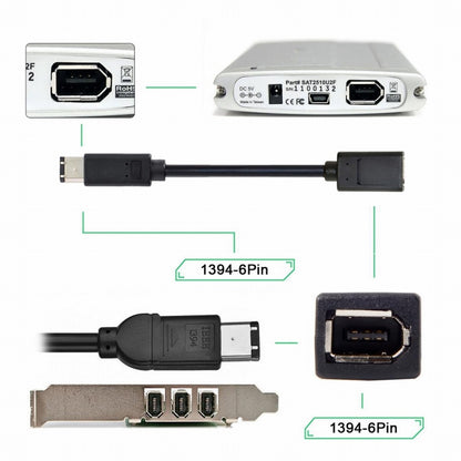 IEEE 1394 6Pin Female to 1394a 6Pin Male Extension Data Video Capture Card Firewire 400 to 400 Cable 20cm CA-001