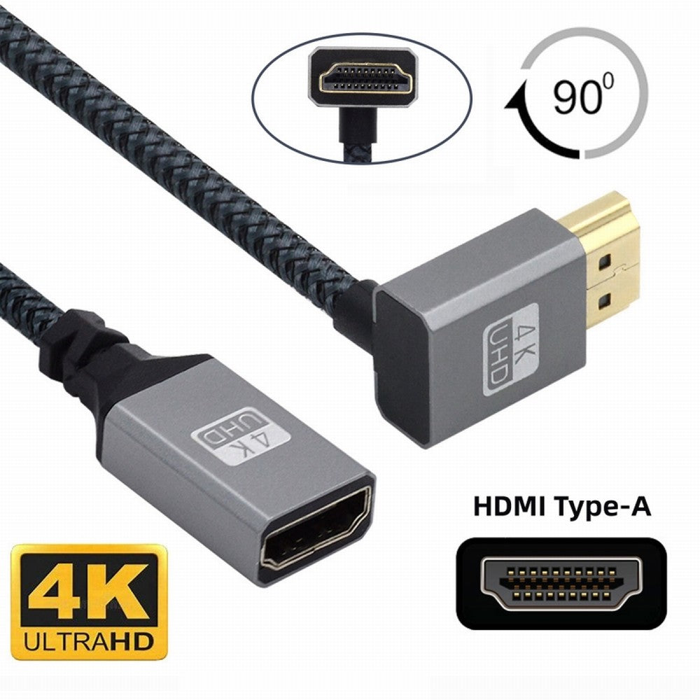 Up Angled 90 Degree HDMI 1.4 Type A Male to A Female Extension Cable Support HDTV 4K 60hz 3D HD-061-UP