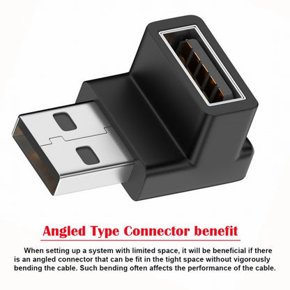 10Gbps USB3.0 Male to Female Extension Power Data Video Adapter 90 Degree Down Angled Type U3-018-DN