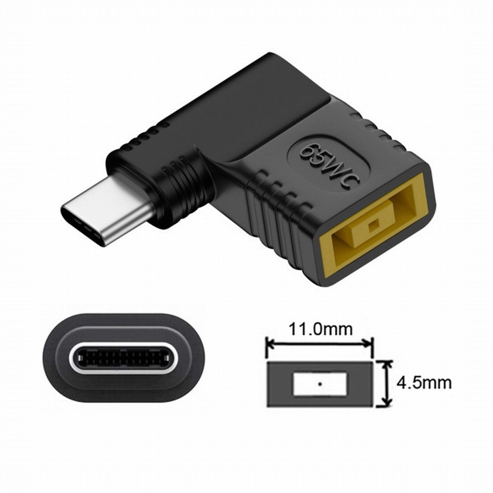 Rectangle Jack Thinkpad X1 Input to USB-C Type-C Angled 90 Degree Power Plug Charge Adapter for Laptop Phone UC-211-RI-1145MM