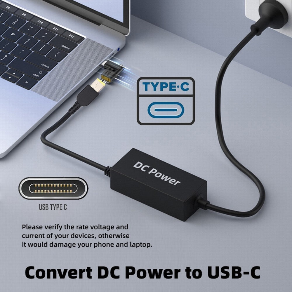 Rectangle Jack Thinkpad X1 Input to USB-C Type-C Angled 90 Degree Power Plug Charge Adapter for Laptop Phone UC-211-RI-1145MM