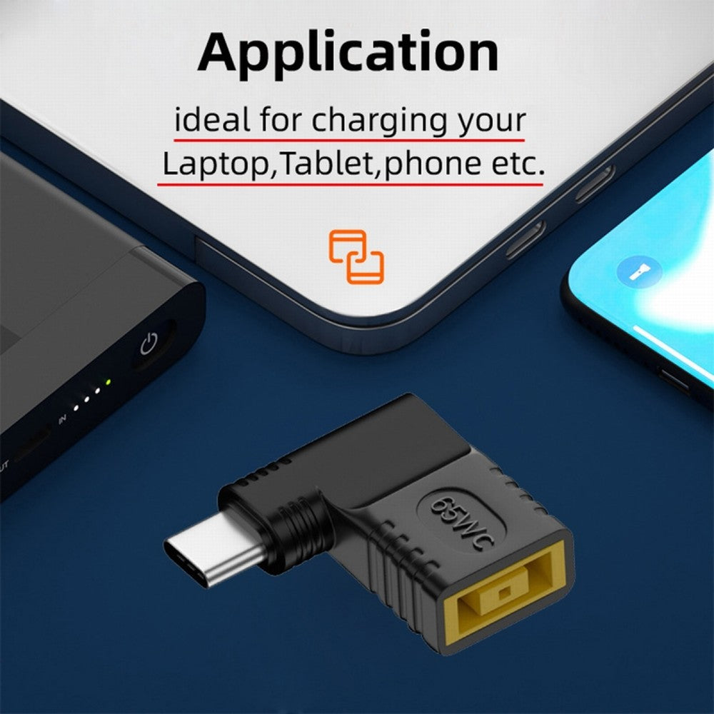 Rectangle Jack Thinkpad X1 Input to USB-C Type-C Angled 90 Degree Power Plug Charge Adapter for Laptop Phone UC-211-RI-1145MM