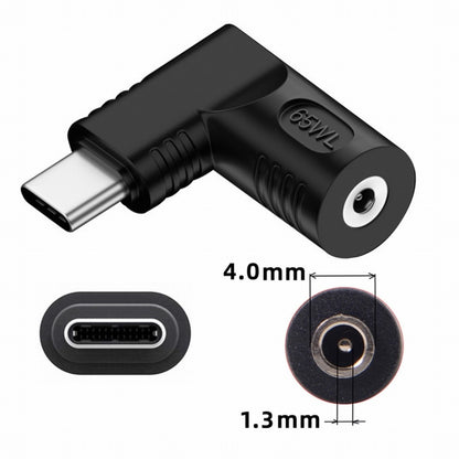 DC Jack 4.0x1.3mm Input to USB-C Type-C Angled 90 Degree Power Plug Charge Adapter for Laptop Phone UC-211-RI-4013MM