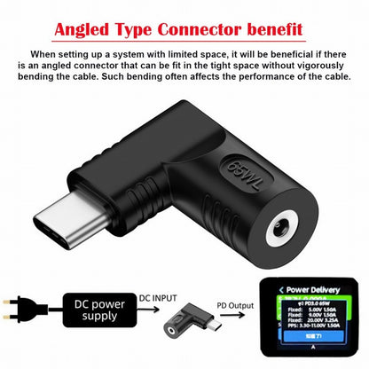 DC Jack 4.0x1.3mm Input to USB-C Type-C Angled 90 Degree Power Plug Charge Adapter for Laptop Phone UC-211-RI-4013MM