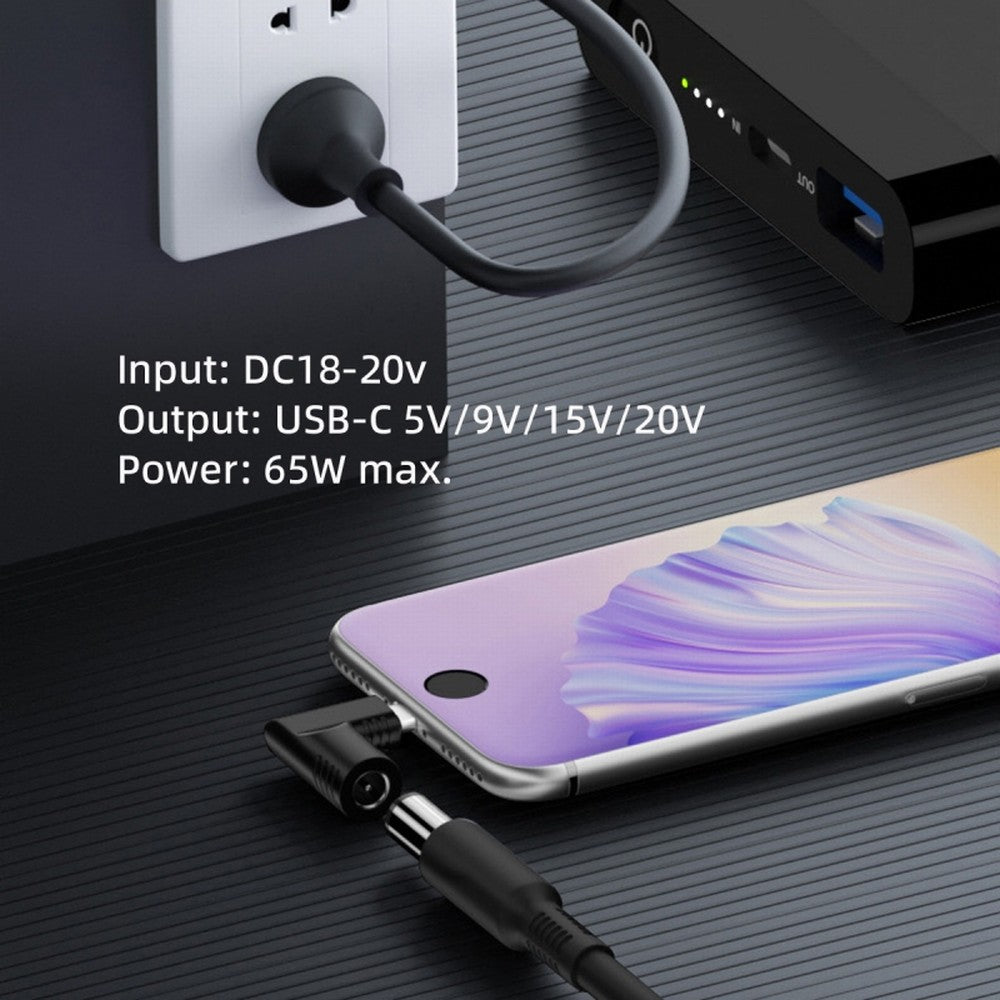 DC Jack 4.0x1.3mm Input to USB-C Type-C Angled 90 Degree Power Plug Charge Adapter for Laptop Phone UC-211-RI-4013MM