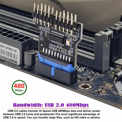 Motherboard 19pin USB 3.0 Header 1 to 2 USB2.0 9Pin Female Extension HUB Connector Adapter Port Multilier U3-022