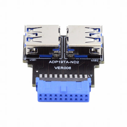 Dual USB 3.0 A Type Female to Motherboard 20/19 Pin Box Header Slot Adapter 5Gbps Horizontal Type PCBA U3-079-RI