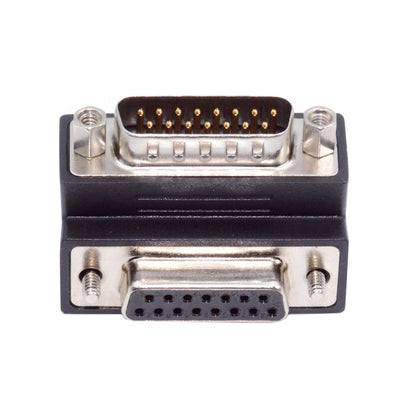 DSUB RS232 D-subminiature 15pin Male Nut to Female Screw Extension Adapter DB Connector Down 90 Degree Angled DB-017-DN