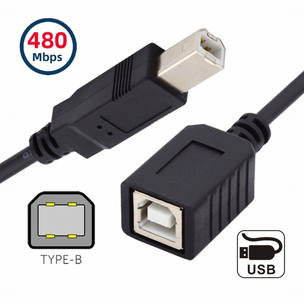 USB 2.0 B Type Male to Female Extension Cable 20cm for Printer Scanner Disk U2-068-BK