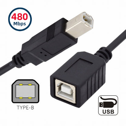 USB 2.0 B Type Male to Female Extension Cable 20cm for Printer Scanner Disk U2-068-BK