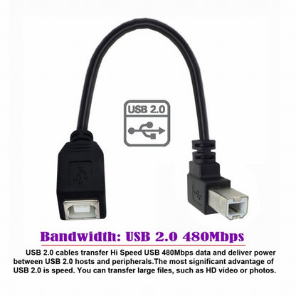 USB 2.0 B Type Male to Female Extension Cable Up Angled 90 Degree 20cm for Printer Scanner Disk U2-068-UP