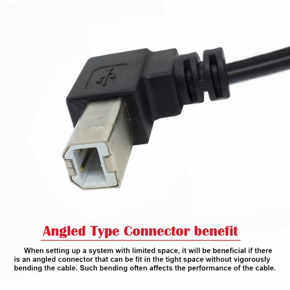 USB 2.0 B Type Male to Female Extension Cable Up Angled 90 Degree 20cm for Printer Scanner Disk U2-068-UP