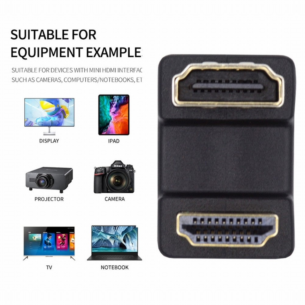 Standard HDMI 1.4 Male Type-A to HDMI Female Port Savers 360 Degree Up Opposite U Shape Back Angled Extension Adapter Converter HD-019-UP