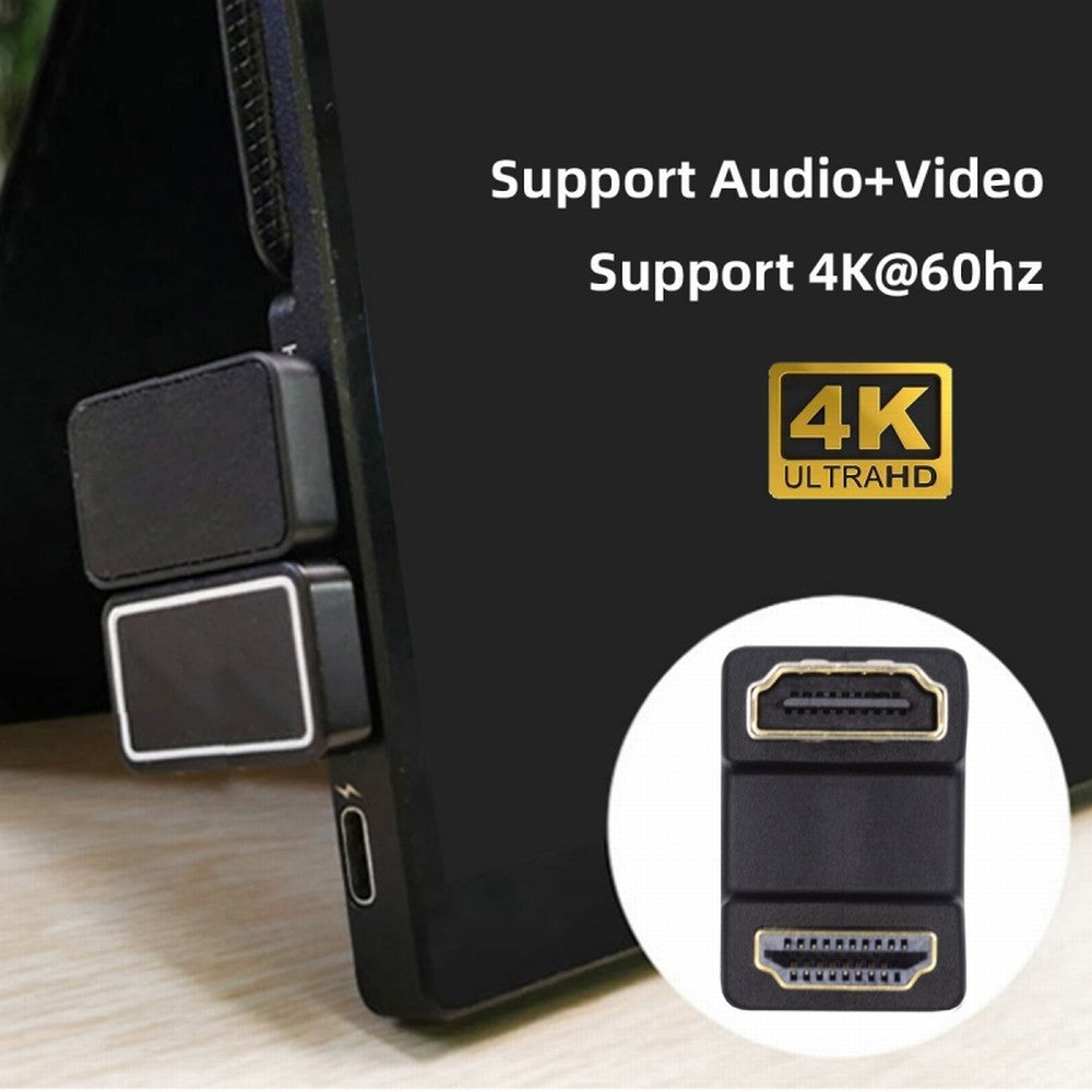 Standard HDMI 1.4 Male Type-A to HDMI Female Port Savers 360 Degree Up Opposite U Shape Back Angled Extension Adapter Converter HD-019-UP