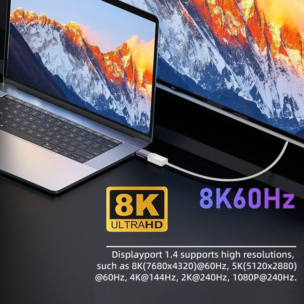 DisplayPort 1.4 Male to Mini DP Female 8K 60hz Adapter Ultra-HD UHD 4K 144hz 7680*4320 for Video PC Laptop Monitor DP-036-8K04