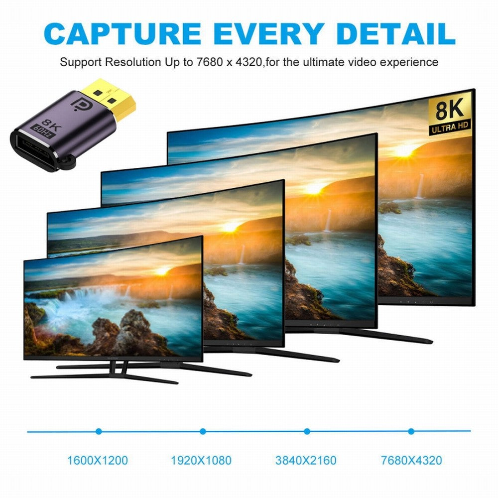 DisplayPort 1.4 Male to DP Female 8K 60hz Adapter Ultra-HD UHD 4K 144hz 7680*4320 for Video PC Laptop Monitor DP-036-8K02