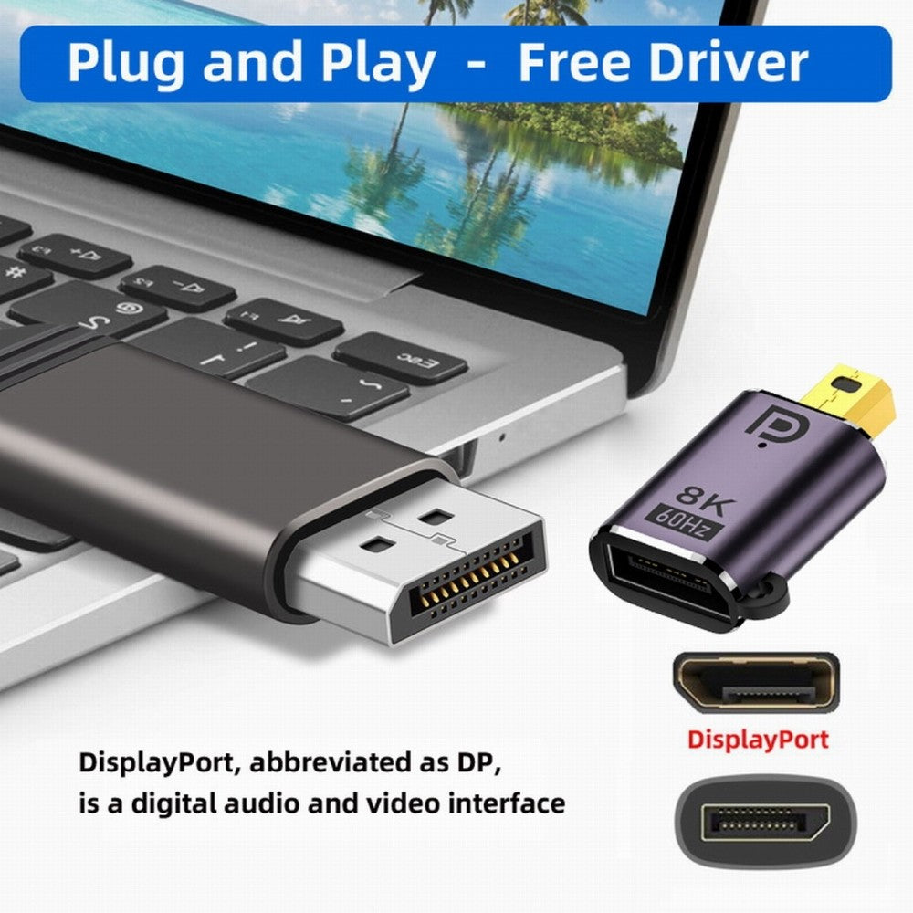 Mini DisplayPort 1.4 Male to DP Female 8K 60hz Adapter Ultra-HD UHD 4K 144hz 7680*4320 for Video PC Laptop Monitor DP-036-8K01