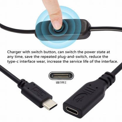 USB-C Cable with On Off Power Switch Button USB Type C Male to Female for Laptop Keyboard Raspberry Pi 4B UC-148
