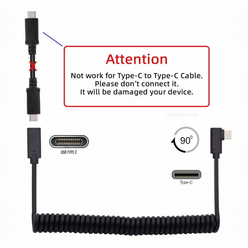 Stretch Coiled USB-C Keyboard Mouse Cable for Gaming Keyboard Type-C Male to Female Extension Cable Power & Data UC-133-CMCF