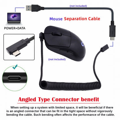 Stretch Coiled USB-C Keyboard Mouse Cable for Gaming Keyboard Type-C Male to Female Extension Cable Power & Data UC-133-CMCF