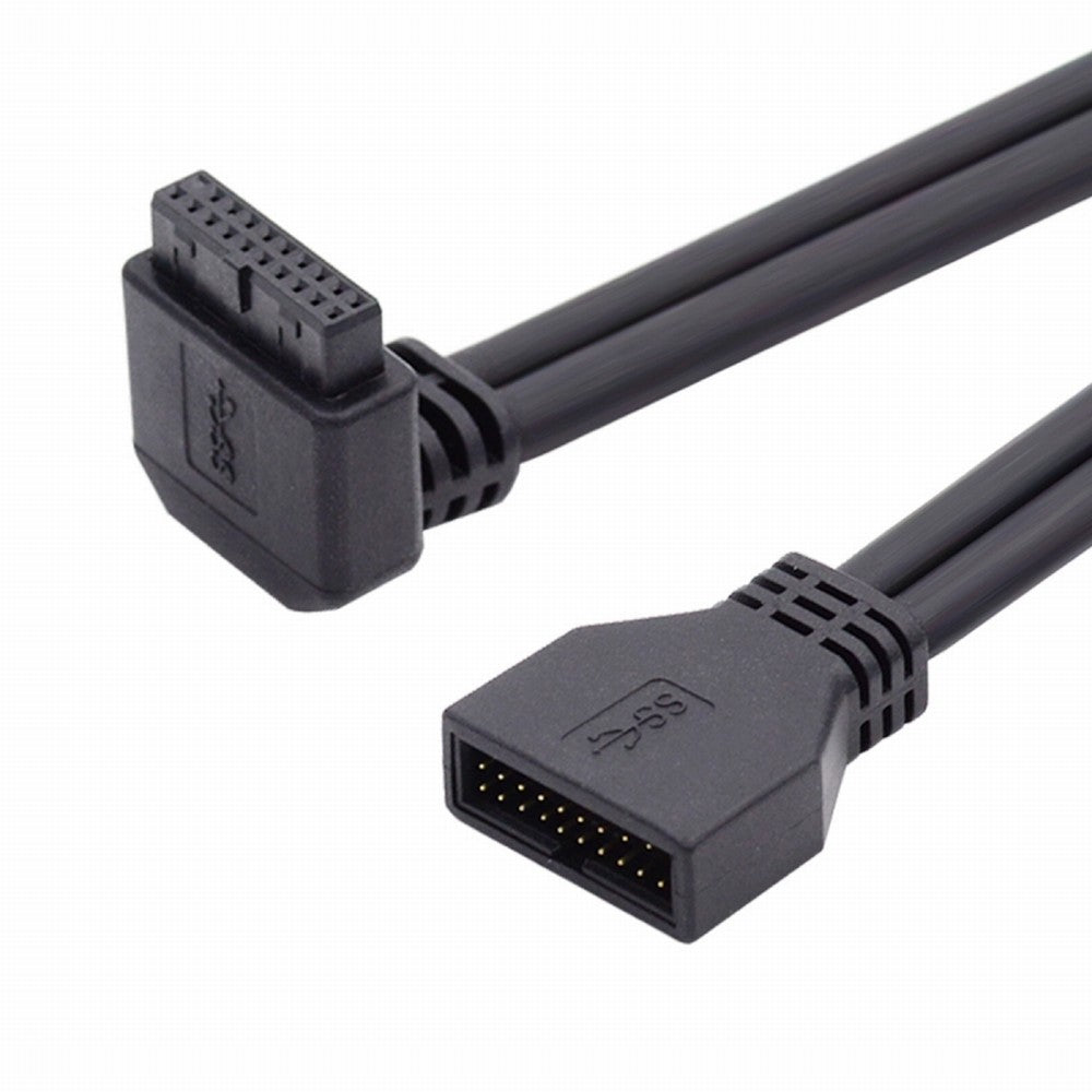 Up Angled USB 3.0 20Pin 19Pin Male to Female Extension 5Gbps Cable 90 Degree for Motherboard Mainboard U3-082-UP