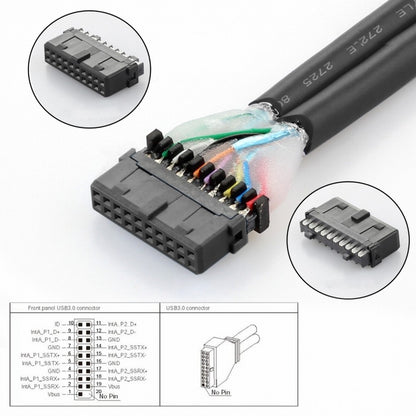 Up Angled USB 3.0 20Pin 19Pin Male to Female Extension 5Gbps Cable 90 Degree for Motherboard Mainboard U3-082-UP