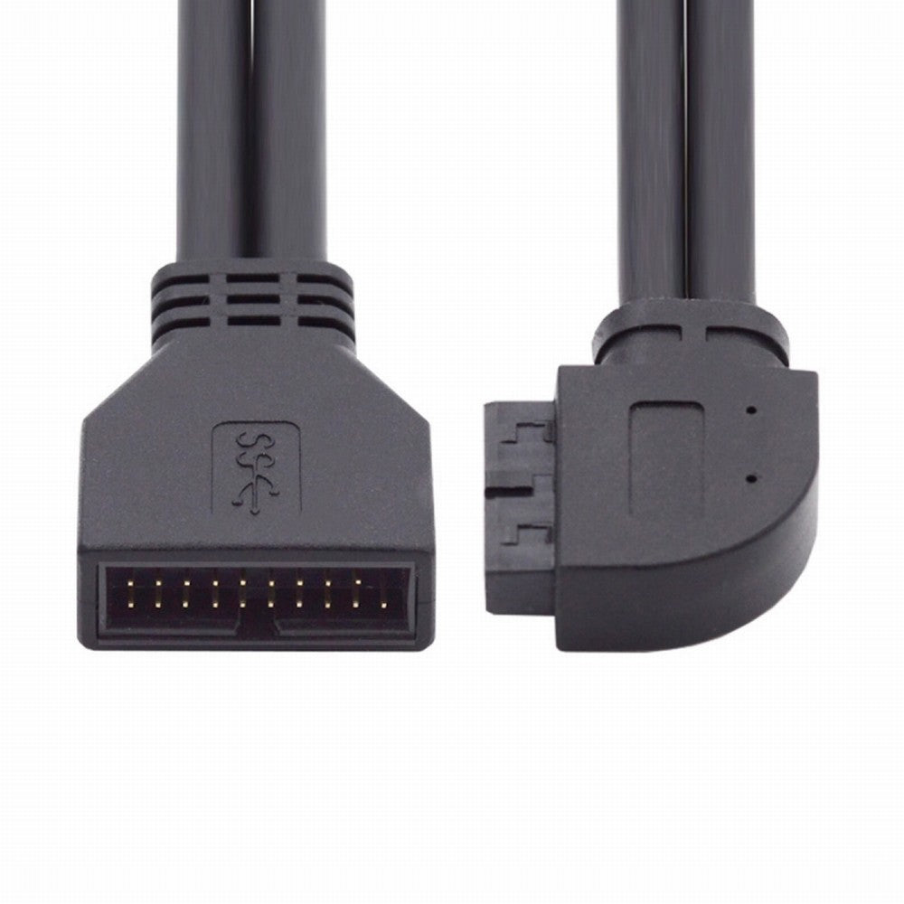 Left Angled USB 3.0 20Pin 19Pin Male to Female Extension 5Gbps Cable 90 Degree for Motherboard Mainboard U3-082-LE