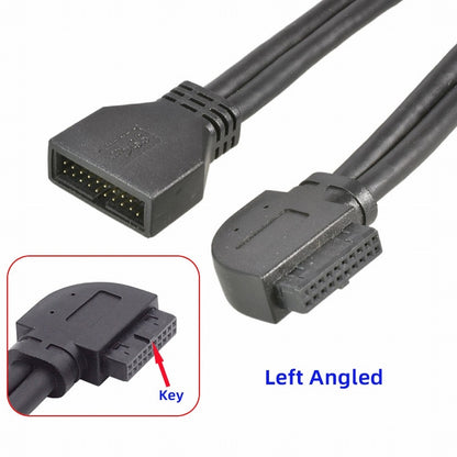 Left Angled USB 3.0 20Pin 19Pin Male to Female Extension 5Gbps Cable 90 Degree for Motherboard Mainboard U3-082-LE